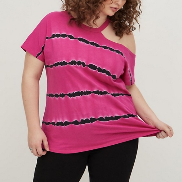 NWT Torrid size 1 off the shoulder tie dye grey and pink - Picture 1 of 5